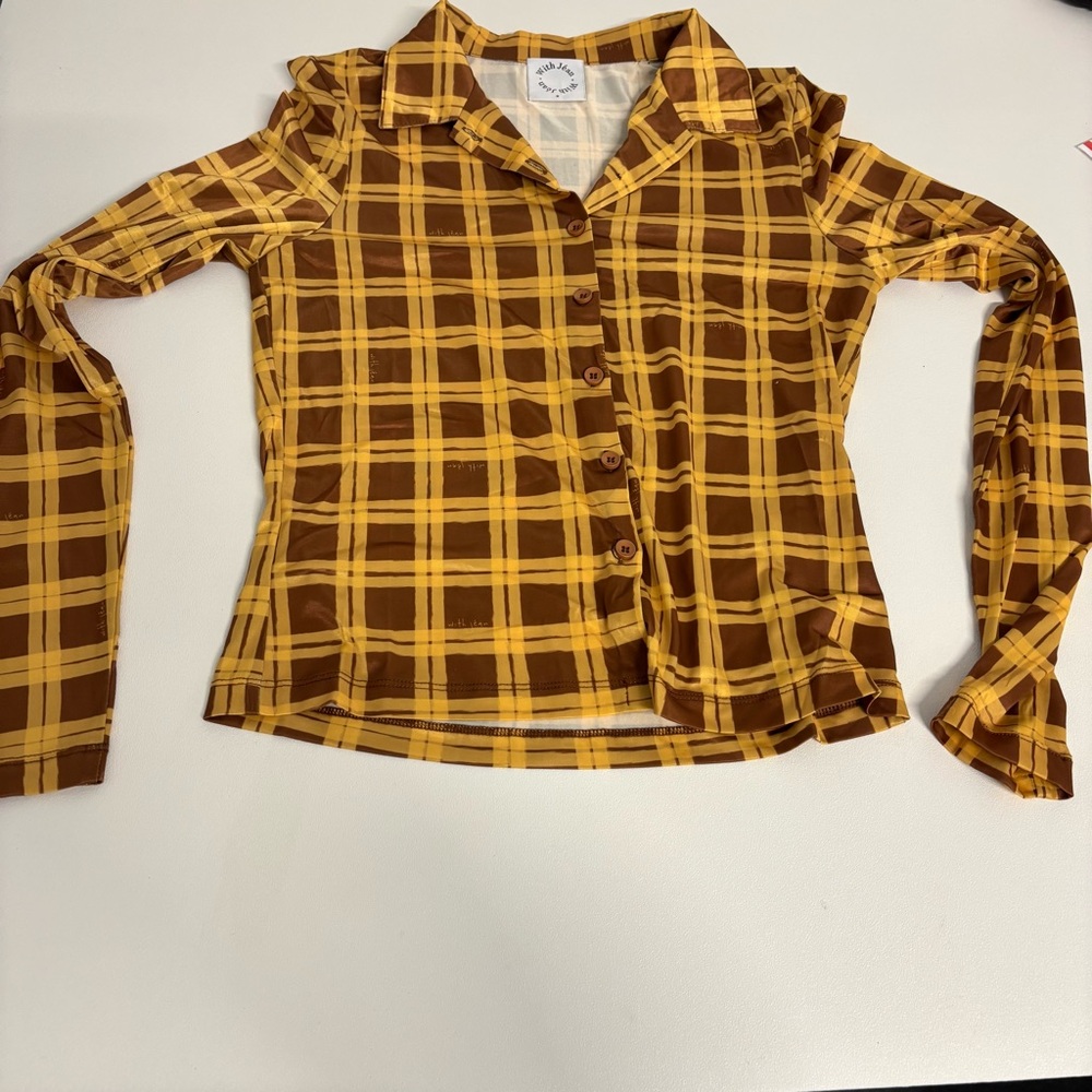 With Jean Button Down Top Size Small - image 1